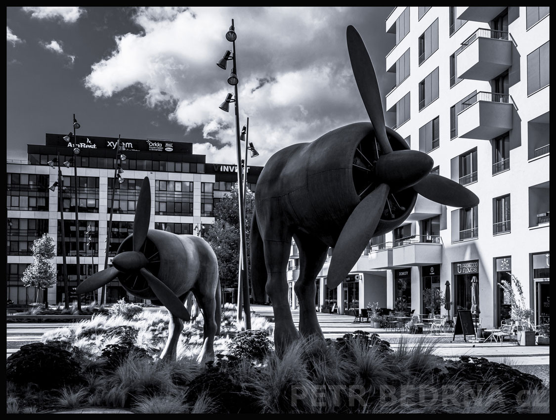 David Černý, Pegasové, Praha - Walterovo náměstí, sochy, street foto, mraky, Česko