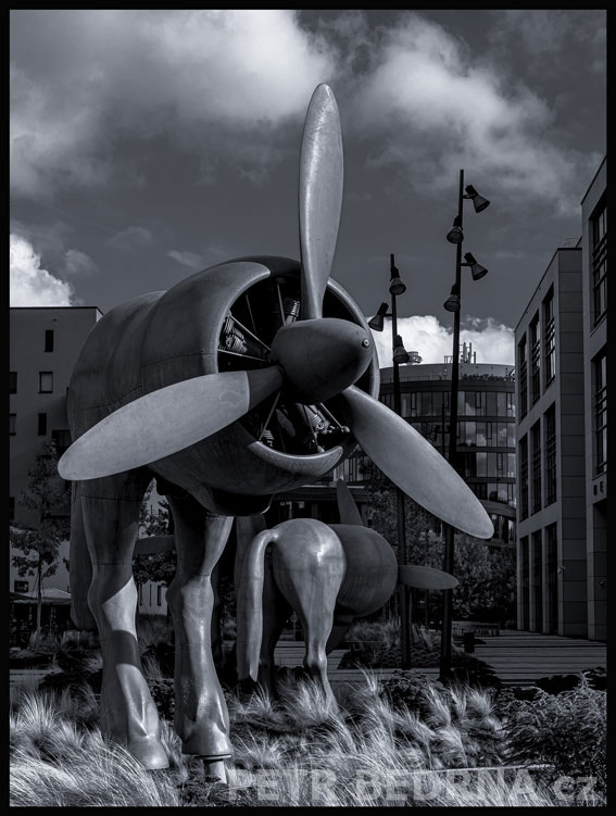 David Černý, Pegasové, Praha - Walterovo náměstí, sochy, street foto, mraky, Česko