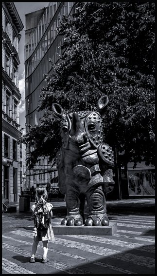 Nosorožec, Jaroslav Róna, Jungmannovo náměstí, Praha 1, 2020, Mezinárodní sochařský festival Sculpture line(3)