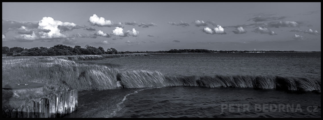Tráva ve větru, Rujána, Kuhle, krajina, oblaka, obloha, obzor, Německo