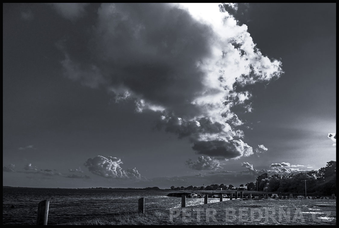 Vzducholoď mrak nad mořem, Rujána, Kuhle, obloha, mraky, západ slunce, Německo