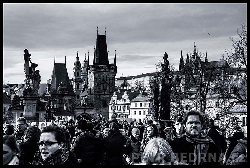 Pražský hrad, Karlův most, Mostecké věže, na mostě, Praha