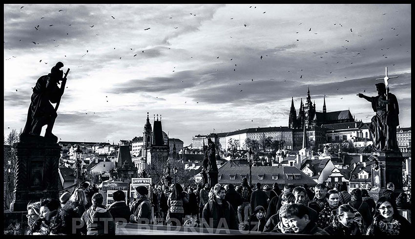 Pražský hrad, rackové, Karlův most, Sv. Kryštof, sv. Jan Křtitel, na mostě, Praha