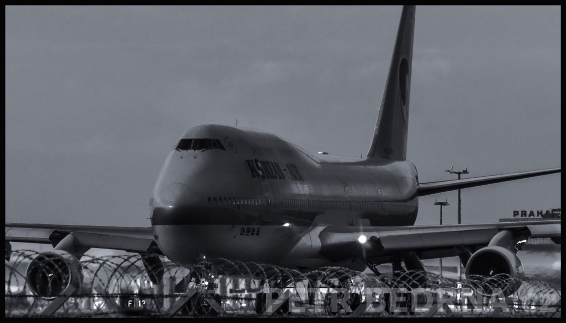 Boeing 747 Korean Air - na start, Letiště Václava Havla, letadlo, Česko
