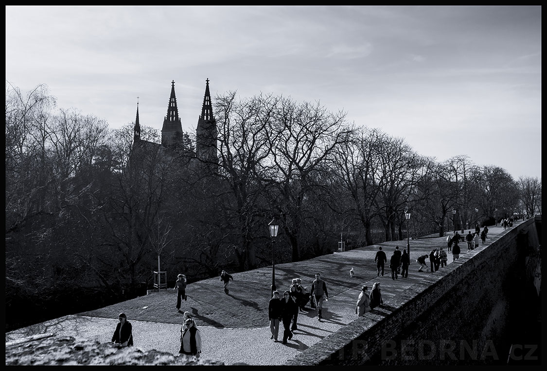 Bazilika sv. Petra a Pavla, vyhlídka Gorlice, Praha - Vyšehrad, park, stromy, kostel, historická památka, Česko