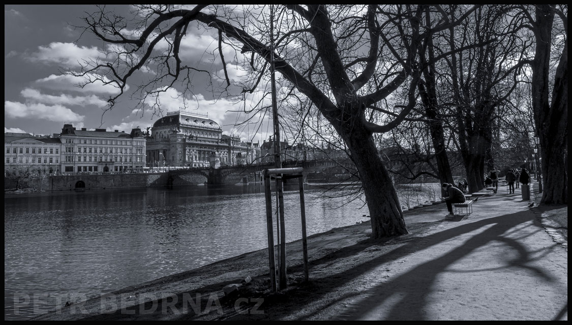 Střelecký ostrov, Národní divadlo, most Legií, Praha, most Legií, historické budovy, stromy, street foto, Česko